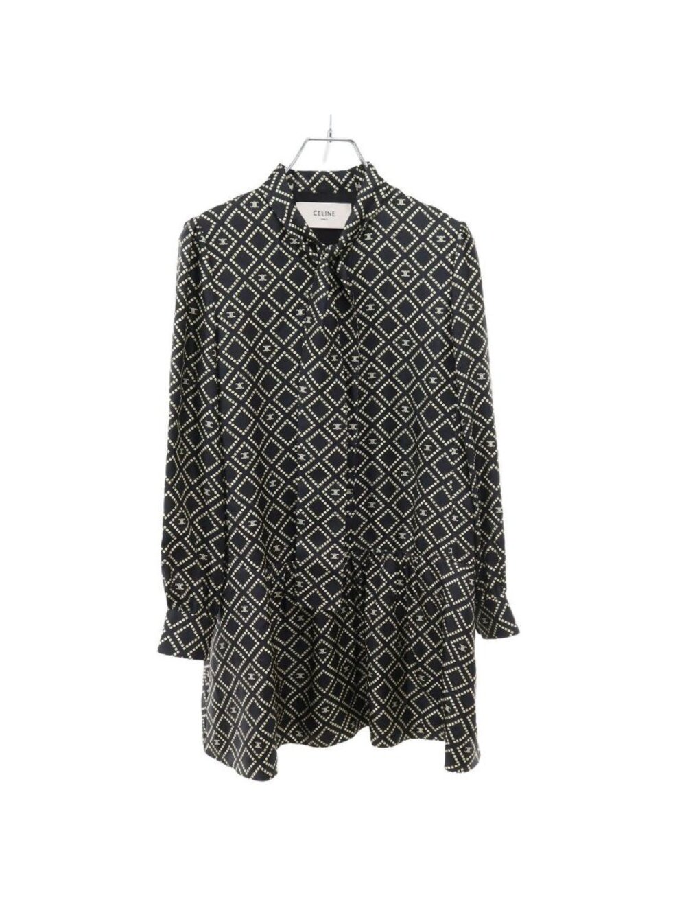 Celine Basque Mini Dress in Silk Twill Black 34